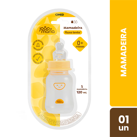 Mamadeira João E Maria Amarela Bico Ortodotico Com 120ml