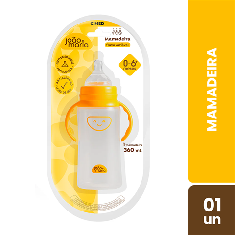 Mamadeira João E Maria Amarela Bico Ortodotico Com 360ml
