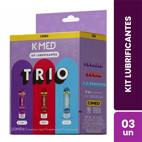 Kit Gel Lubrificante Íntimo K-Med Trio 2 Em 1 + Ice + Hot Com 50g Cada