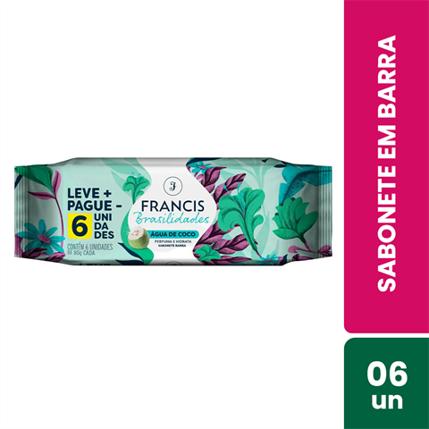 Pack Sabonete Em Barra Francis Brasilidades Água De Coco Com 6 Unidades De 80g