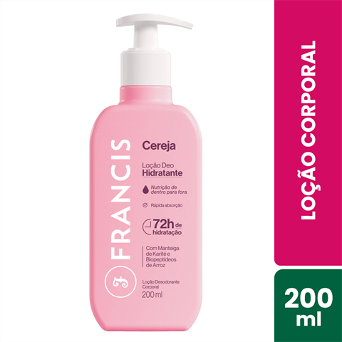 Loção Corporal Francis Deo Hidratante Cereja Com 200ml