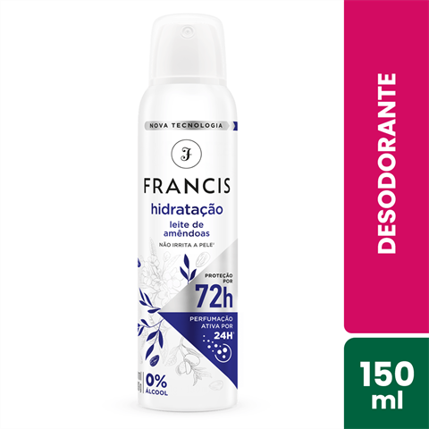 Desodorante Antitranspirante Francis Aerossol Hidratação Leite De Amêndoas Com 150ml