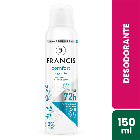 Desodorante Antitranspirante Francis Aerossol Confort Algodão Com 150ml