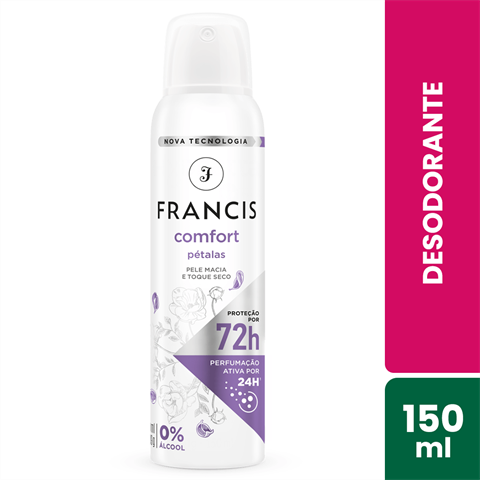 Desodorante Antitranspirante Francis Aerossol Comfort Pétalas Com 150ml