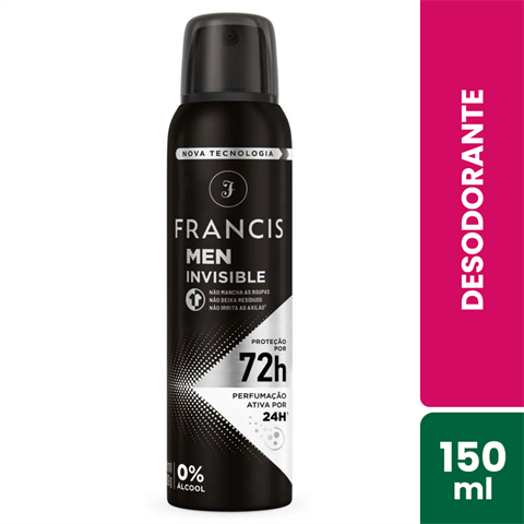Desodorante Antitranspirante Francis Men Aerossol Invisible Com 150ml