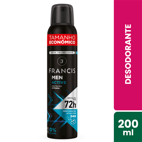Desodorante Antitranspirante Francis Men Aerossol Active Proteção Intensa Com 200ml