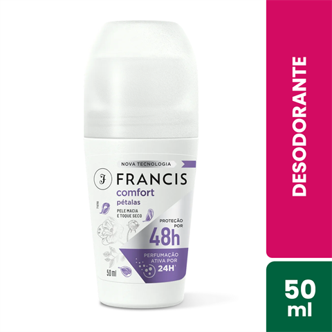 Desodorante Antitranspirante Francis Roll-on Comfort Pétalas Com 50ml