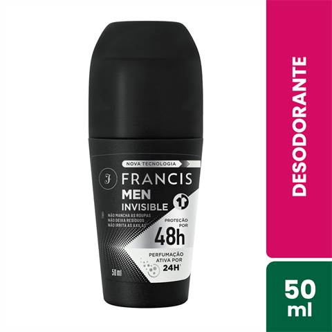 Desodorante Antitranspirante Francis Men Roll-on Invisible Com 50ml