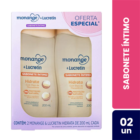 Kit Sabonete Íntimo Monange & Lucretin Hidrata Com 2 Unidades De 200ml