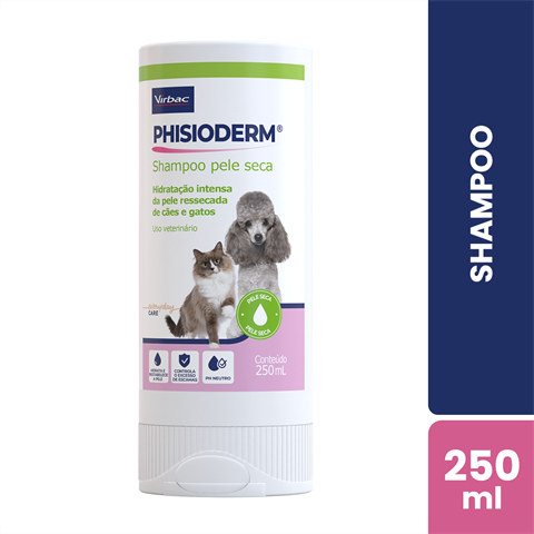 Shampoo Phisioderm Pele Seca Cães E Gatos Com 250ml