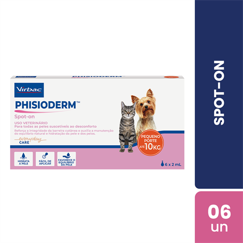 Spot-On Phisioderm Virbac Pequeno Porte Com 6 Unidades De 2ml