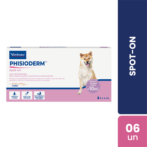 Spot-On Phisioderm Virbac Médio E Grande Porte Com 6 Unidades De 4ml