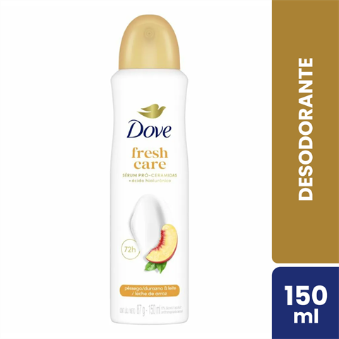 Desodorante Antitranspirante Dove Aerossol Fresh Care Pêssego & Leite De Arroz Com 150ml