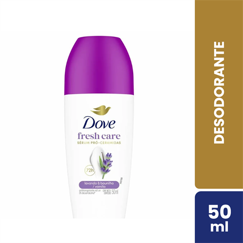 Desodorante Antitranspirante Dove Roll-On Fresh Care Lavanda & Baunilha Com 50ml