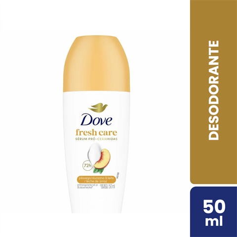 Desodorante Antitranspirante Dove Roll-On Fresh Care Pêssego & Leite De Arroz Com 50ml