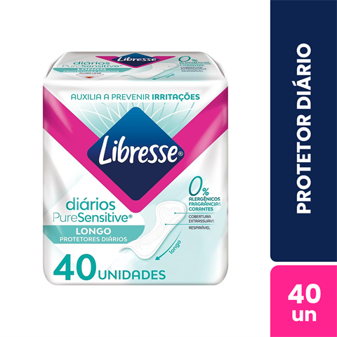 Protetor Diário Libresse Pure Sensitive Longo Com 40 Unidades