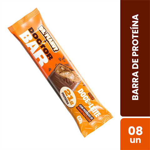 Barra De Proteína Dr. Peanut Doctor Bar Sabor Doce De Leite Com 8 Unidades De 62g