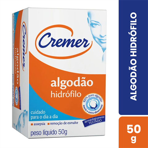 Algodão Hidrófilo Cremer Com 50g