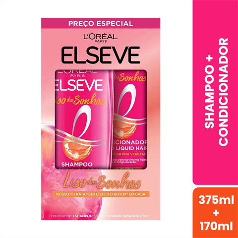 Kit Elseve Liso Dos Sonhos Shampoo 375ml + Condicionador 170ml
