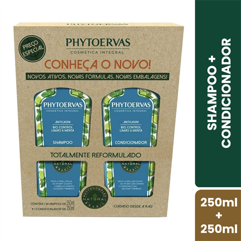 Kit Phytoervas Anticaspa Limão & Menta Shampoo 250ml + Condicionador 250ml