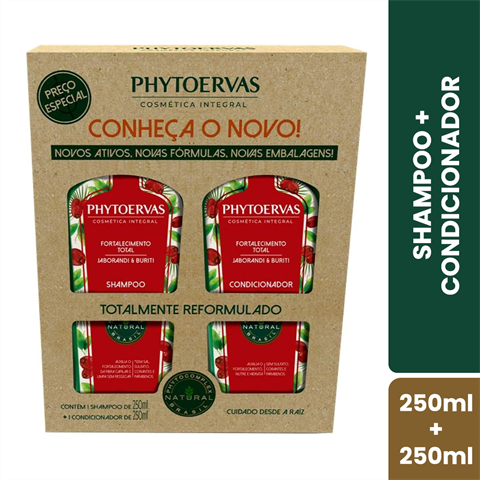 Kit Phytoervas Fortalecimento Total Jaborandi & Buriti Shampoo 250ml + Condicionador 250ml
