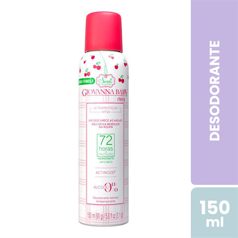 Desodorante Antitranspirante Giovanna Baby Aerossol Sweet Collection Cherry 72h Com 150ml