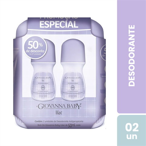 Pack Desodorante Antitranspirante Giovanna Baby Roll-On Lilac Com 2 Unidades De 50ml