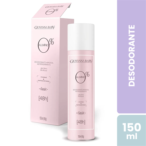 Desodorante Antitranspirante Giovanna Baby Aerossol Classic 0% Alumínio Com 150ml