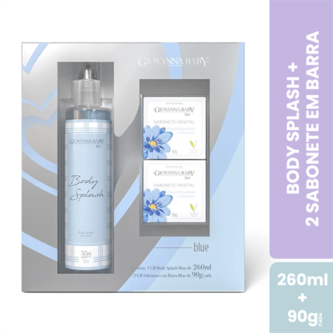 Kit Giovanna Baby Blue Body Splash 260ml + 2 Sabonetes Em Barra Com 90g