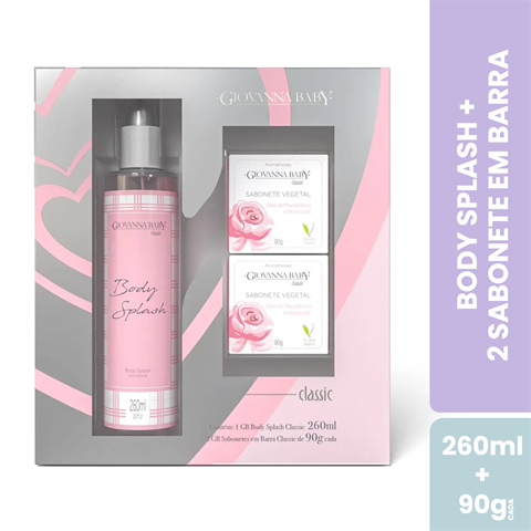 Kit Giovanna Baby Classic Body Splash 260ml + 2 Sabonetes Em Barra Com 90g