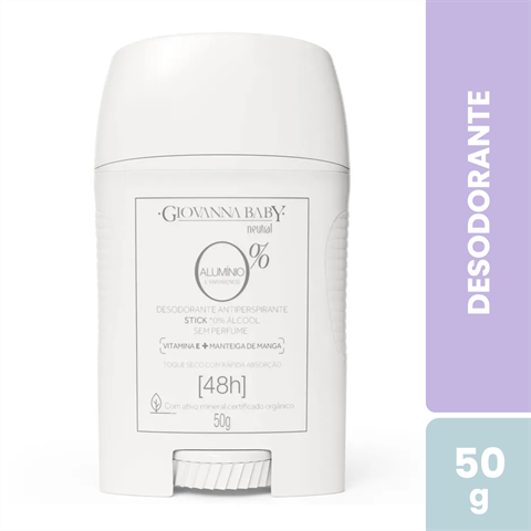 Desodorante Antitranspirante Giovanna Baby Stick Neutral 0% Alumínio Com 50g