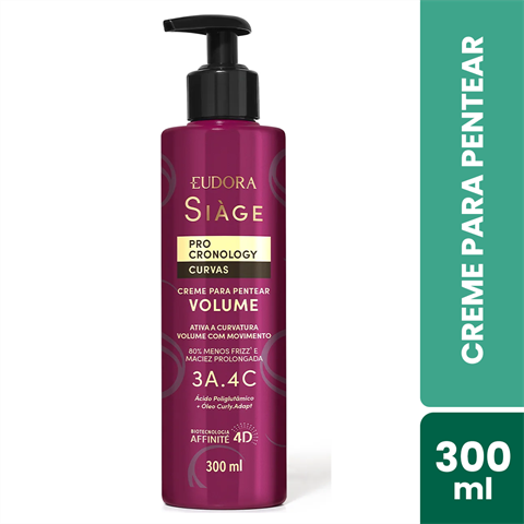 Creme Para Pentear Eudora Siàge Pro Cronology Curvas Volume Com 300ml