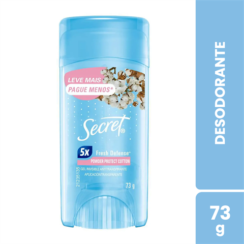 Desodorante Antitranspirante Secret Em Gel Powder Protect Cotton Com 73g