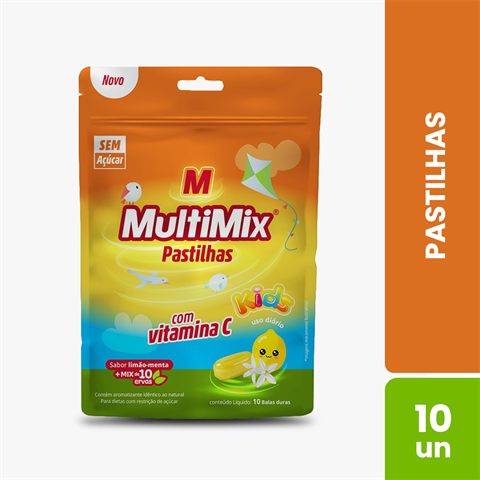 Pastilhas Para Garganta Multimix Kids Sabor Limão-Menta Com 10 Balas Duras