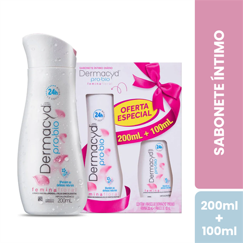 Kit Sabonete Íntimo Dermacyd Pro-Bio Femina Floral Com 200ml + 100ml