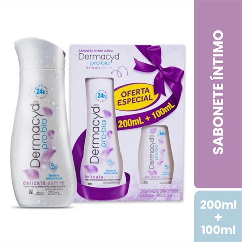 Kit Sabonete Íntimo Dermacyd Pro-Bio Delicata Jasmim Com 200ml + 100ml