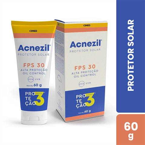 Protetor Solar Acnezil Proteção Passo 3 FPS30 Com 60g