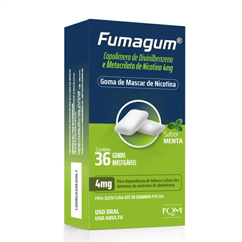 Gomas Mastigáveis De Nicotina Fumagum 4mg Sabor Menta Com 36 Gomas