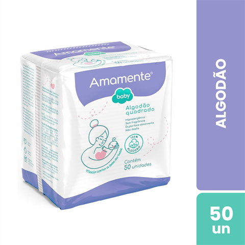 Algodão Quadrado Amamente Baby Com 50 Unidades