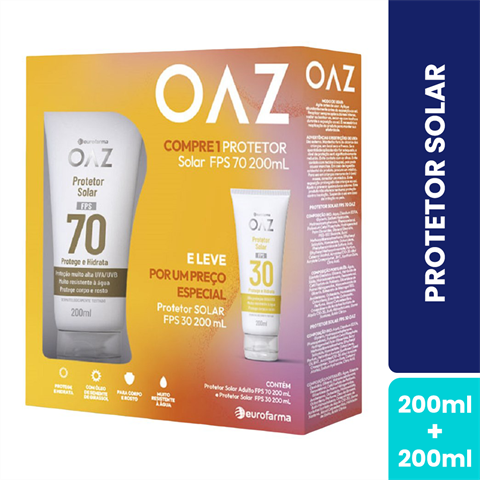 Pack OAZ Protetor Solar 70FPS 200ml + Protetor Solar 30FPS 200ml