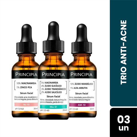 Kit Principia Trio Anti-Acne Sérum Nc-10 + Mix-01 + AM-10