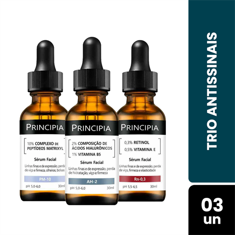 Kit Principia Trio Antissinais Sérum AH-2 + PM-10 + Rn-0,3