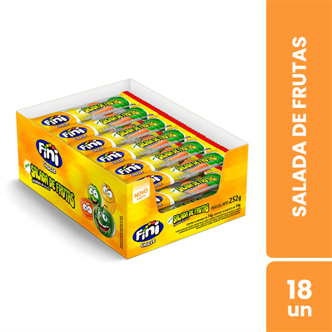 Chicletes Fini Chicle Salada De Frutas Azedinha Com 18 Unidades De 14g