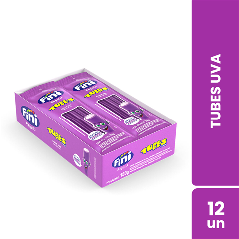 Bala Fini Tubes Sabor Uva Com 12 Unidades De 15g