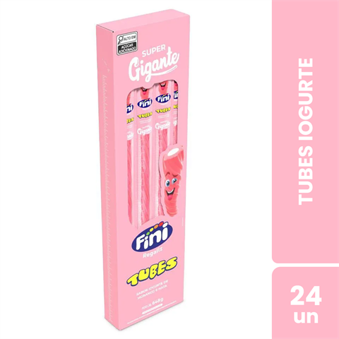 Bala Fini Tubes Super Gigante Sabor Iogurte Com 24 Unidades De 27g