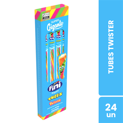 Bala Fini Tubes Super Gigante Twister Com 24 Unidades De 27g