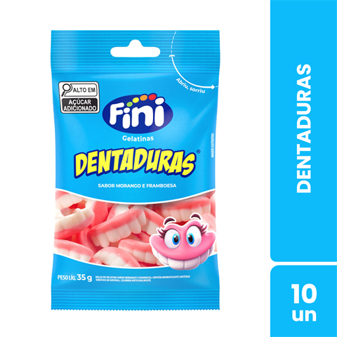 Bala De Gelatina Fini Dentaduras Com 10 Unidades De 35g