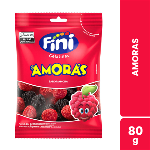 Bala De Gelatina Fini Amoras Com 12 Unidades De 80g
