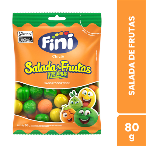 Chicletes Fini Chicle Salada De Frutas Azedinha Com 12 Unidades De 80g