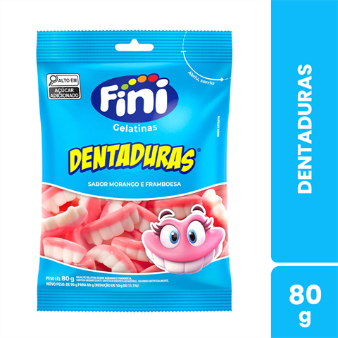 Bala De Gelatina Fini Dentaduras Com 12 Unidades De 80g